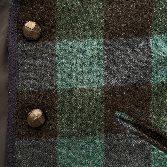Vintage 90s Eddie Bauer wool plaid check lined blazer coat jacket blue green - Picture 5 of 8